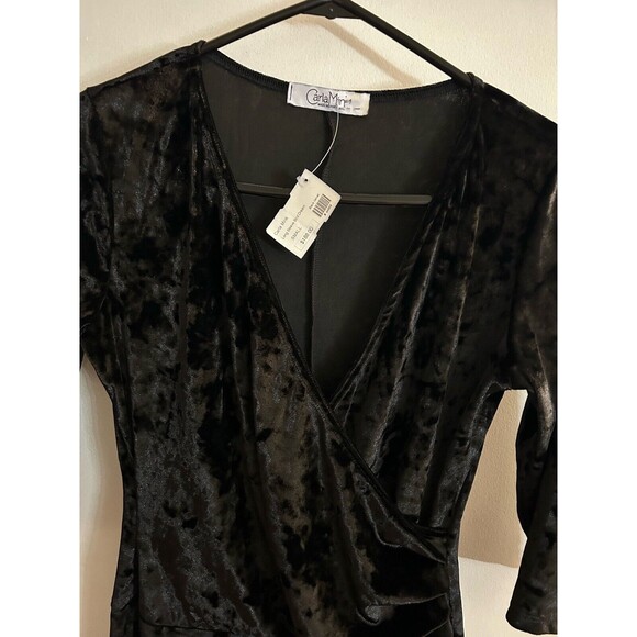 Carla Mink PDX Portland Women Dress Long Sleeve Bird Dream Black Velvet sz S - Picture 2 of 5